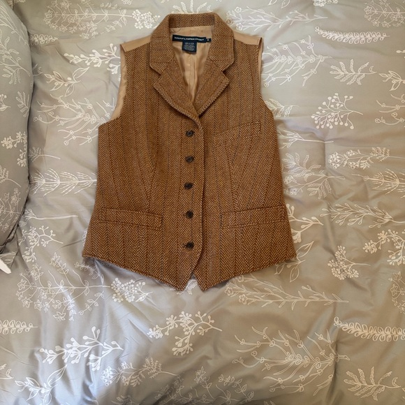 Ralph Lauren Black Label Brown & Cream Herringbone Vest-Ralph Lauren Sport - Picture 3 of 5